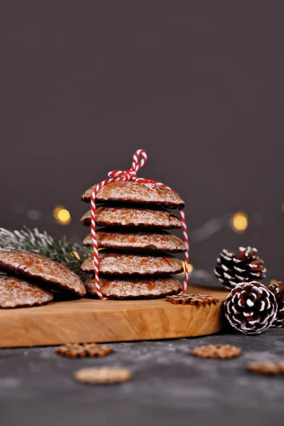 Пачки Традиционных Немецких Круглых Глазированных Пряников Рождественское Печенье Названием Lebkuchen — стоковое фото