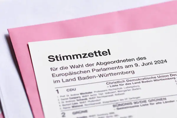 stock image Germany - May 2024: German ballot paper for Elections to the European Parliament. 'Bundestagswahl' in German