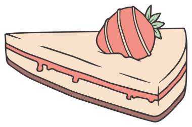 Şeffaf arkaplanda çilekli kek çizimi