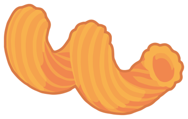 Şeffaf arkaplanda izole edilmiş basit cavatappi makarna çizimi