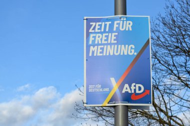 Heidelberg, Almanya - 25 Ocak 2025: Federal parlamento seçimleri için 'Bundestagswahl' 2025 seçim posteri