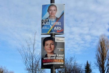 Heidelberg, Almanya - 25 Ocak 2025: Federal parlamento seçimlerinin afiş panosu 'Bundestagswahl' 2025 Yeşil siyasi parti 'Die Grunen' reklamlarıyla