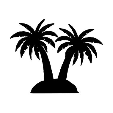 Beyaz arka planda izole edilmiş palmiye ağacı siluetleri. Vektör
