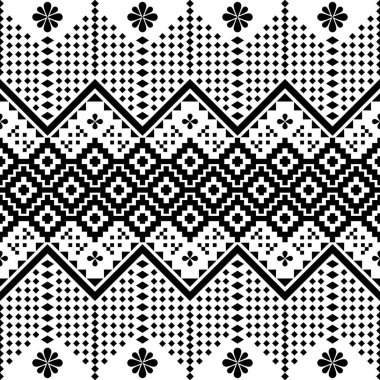 Tayland kumaş deseni. Geometrik oryantal desen tasarımı, vektör illüstrasyonu