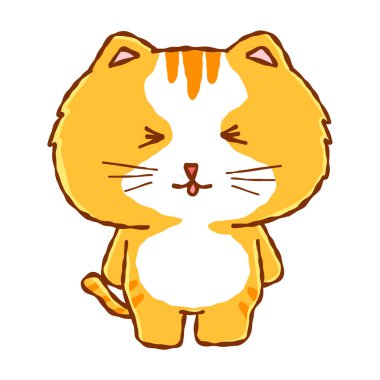 Turuncu şirin kedi çizgi filmi. karakterin komik vektör konsepti