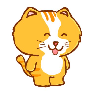 Turuncu şirin kedi çizgi filmi. karakterin komik vektör konsepti
