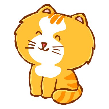 Turuncu şirin kedi çizgi filmi. karakterin komik vektör konsepti