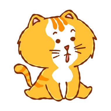 Turuncu şirin kedi çizgi filmi. karakterin komik vektör konsepti