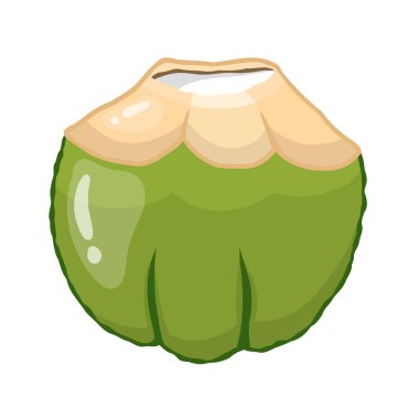 Çizgi film tarzında beyaz arkaplanda izole edilmiş hindistan cevizi içeceği