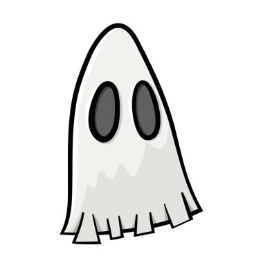 Beyaz arkaplanda izole edilmiş Cadılar Bayramı hayalet çizimi