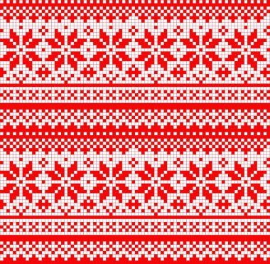 Moda tekstili, örgü ve grafikler için kusursuz Noel pikselleri. Vektör illüstrasyonu.