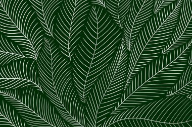 Lüks doğa desen tasarımı, tropikal yaprak duvar kağıdı, kumaş için el çizimi tasarımı, Vektör illüstrasyonu.