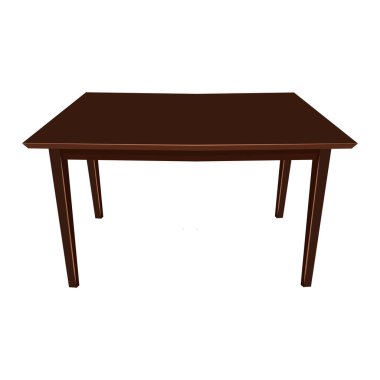 Tahta masa beyaz arkaplanda izole edilmiş resimleme