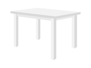 Tahta masa beyaz arkaplanda izole edilmiş resimleme