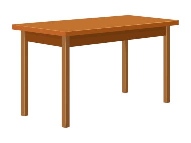 Tahta masa beyaz arkaplanda izole edilmiş resimleme