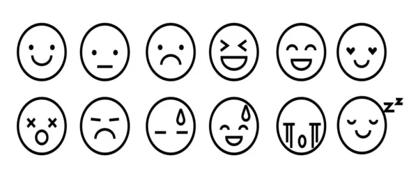 Duygular Ayarlandı Emoji Nin Yüzü Koleksiyonu Emojis Düz Stil Mutlu Telifsiz Stok Vektörler