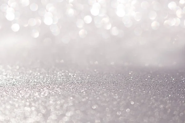 Sfondo Sfocato Glitter Argento Con Brillantezza Natale Capodanno Marzo Compleanno — Foto Stock