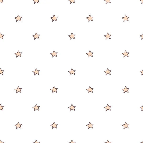 Желтые Звезды Небе Бесшовной Картины Векторные Формы Белом Фоне Орнамент — стоковый вектор
