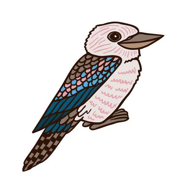 Kookaburra Aussie鸟的颜色矢量字符 侧视图图形 全身白皙的澳大利亚动物 简单的卡通风格图解 — 图库矢量图片
