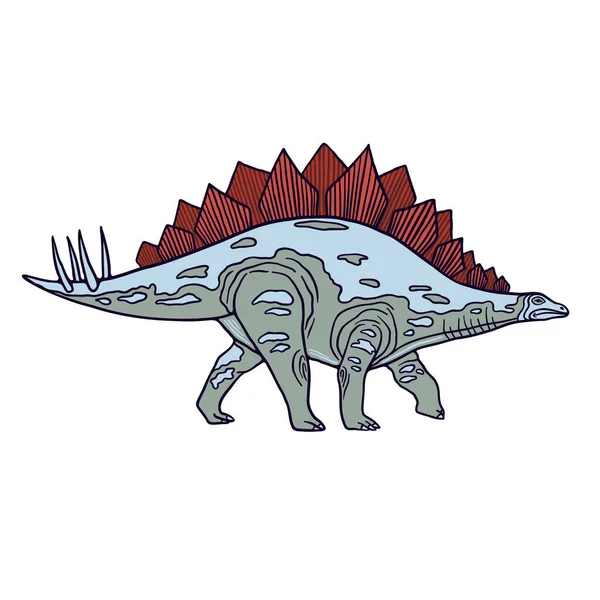 Educational Illustration Kids Books Websites Fossil Stegosaurus Cartoon Style Image — Stock Vector