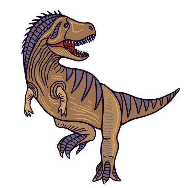 Επίπεδη Έγχρωμη Απεικόνιση Των Μεγάλων Δεινοσαύρων Theropod Για Την Παραγωγή — Διανυσματικό Αρχείο