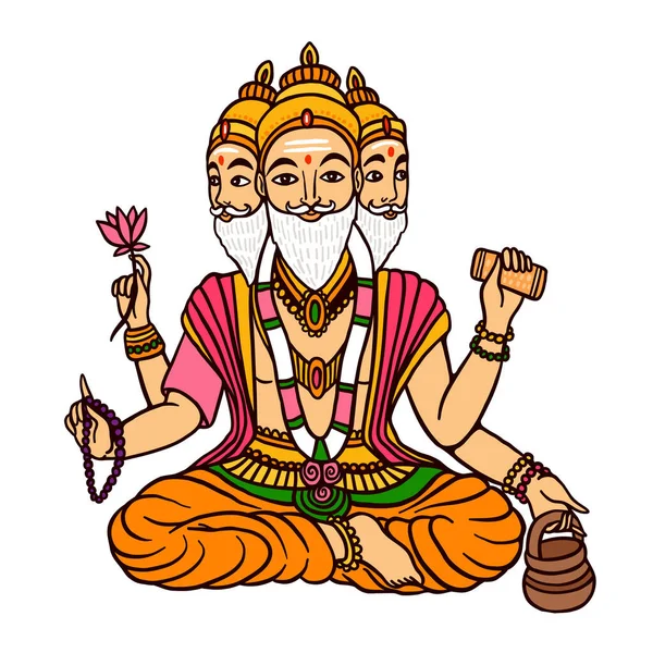 Brahma Deus Hindu Criação Como Ilustração Para Livros Educacionais Sites — Vetor de Stock