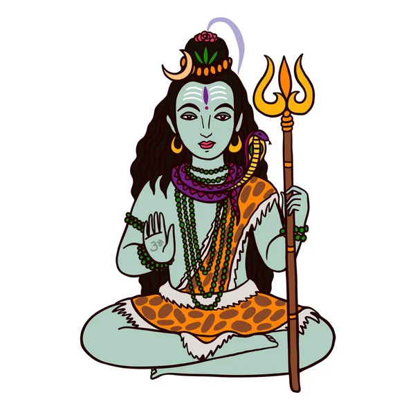 Vector Color Image Shiva Indian God Destruction Graphic Designs Educational — Stock Vector