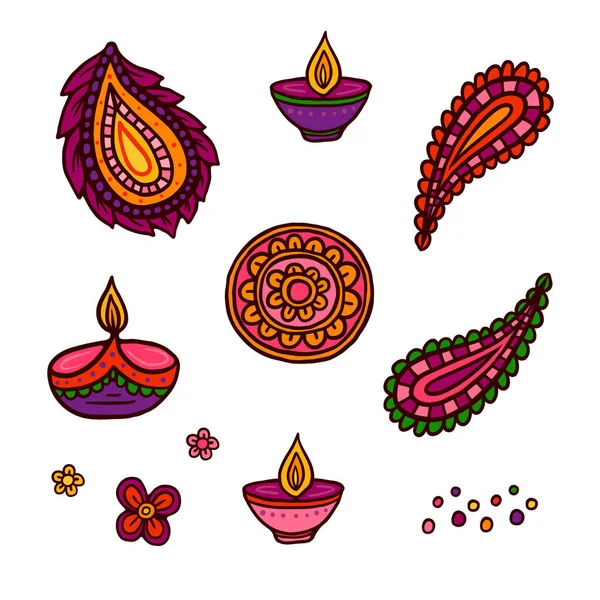 インド文化のウェブサイトや教育本のためのDiwali美しい燭台 デザイン漫画やステッカーパック用ベクトルカラーイラスト ベクターグラフィックス