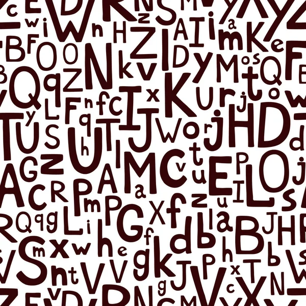 Alphabet Buchstaben Zufälliger Reihenfolge Vektor Nahtlose Muster Auf Weißem Hintergrund — Stockvektor