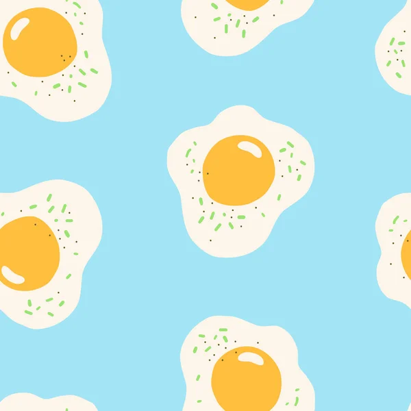 Fried Eggs Yolks Seasonings Abstract Seamless Pattern Vector Images Light — Stock Vector