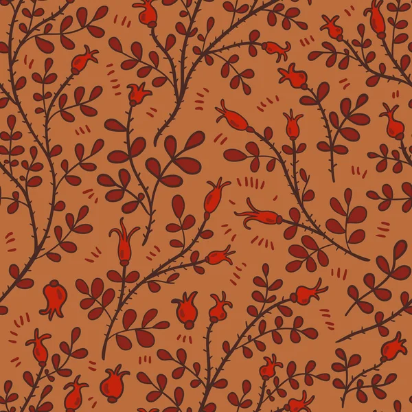 バラシュの抽象的なシームレスなパターンを持つバリアブランチ 茶色の背景にワイルドなプラントベクター画像 カートゥーンカラーアイコンデザイン ベクターグラフィックス