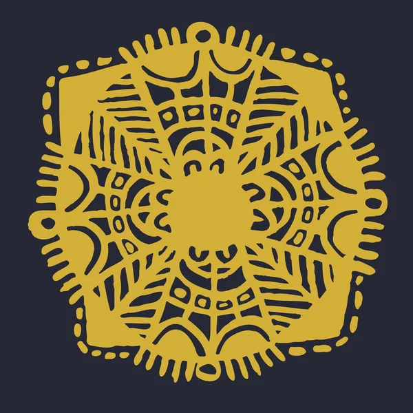 Χρυσή Χειροποίητη Νιφάδα Από Χαρτί Επίπεδου Χρώματος Διανυσματικό Αντικείμενο Παραδοσιακό Εικονογράφηση Αρχείου
