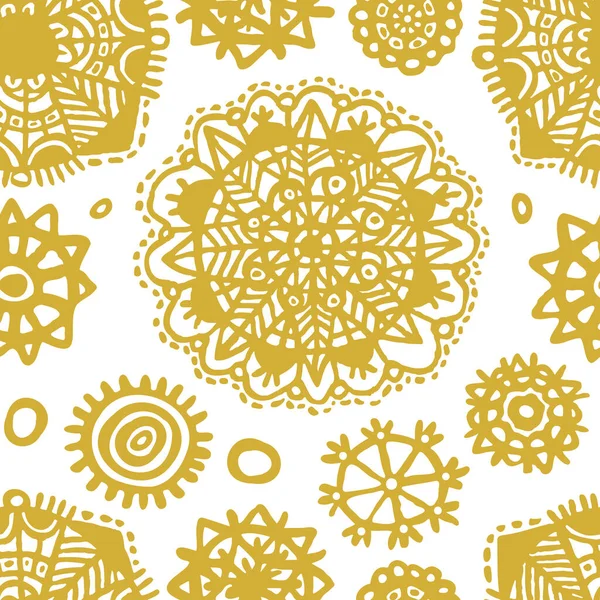 Золотые Снежинки Вырезаны Нарисованы Абстрактным Рисунком Рождественские Линейные Векторные Изображения Векторная Графика