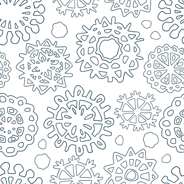 雪花的多样性使抽象的无缝图案 圣诞降雪装饰线形矢量图像白色背景 包装纸设计 免版税图库矢量图片