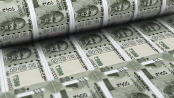 Los Billetes 500 Rupias Están Siendo Impresos Por Máquina Prensa — Vídeos de Stock