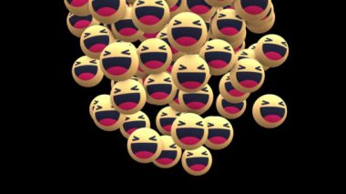 Bir Gülümseme Yağmuru: Gülen Emojiler Siyah Arkaplanda Düşüyor.