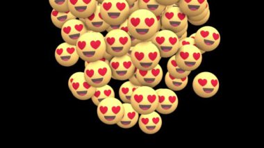 Kara Arkaplanda Düşen Animasyon Aşk Emojileri.