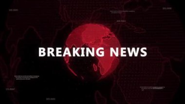 Son dakika: Küresel Olaylar, Canlı Güncellemeler. Siyah arka planda dijital bir küreyle çarpıcı bir son dakika haberi. Grafik, son dakika haberlerinin küresel ve acil etkisini temsil ediyor..