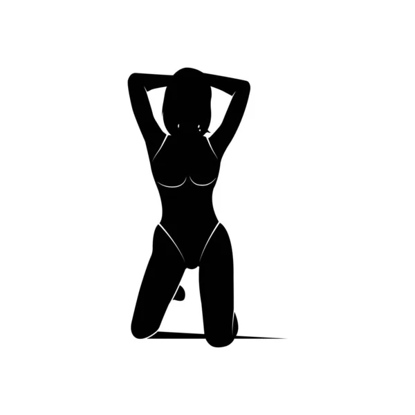 Sexy Weibliche Silhouette Isolierte Vektorvorlage — Stockvektor