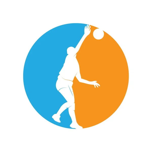 Joueur Volley Ball Sautant Sur Fond Blanc — Image vectorielle