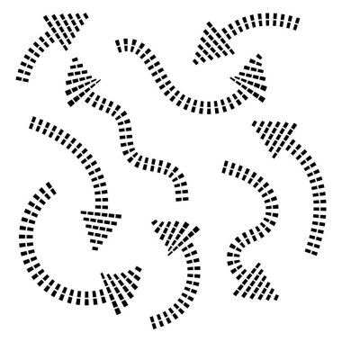 Beyaz Arkaplanda Siyah Noktalı El Çizilmiş Oklar Ayarlandı