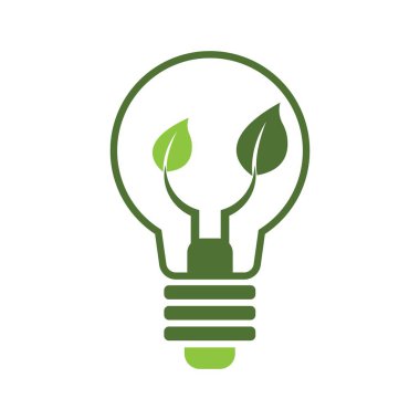 Enerji sembolünü sakla. Yeşil yapraklı enerji ikonu. Çevre dostu