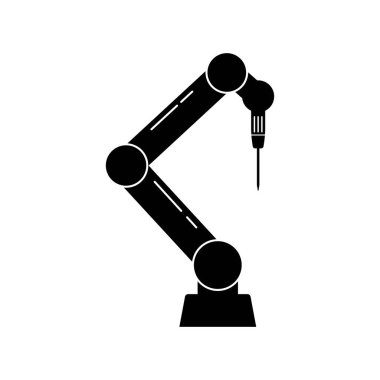 Robot silah fabrikası. Sanayi illüstrasyonu için izole edilmiş robot kol fabrikası vektörü. Düz biçimli en iyi robotik kol fabrikası vektörü.