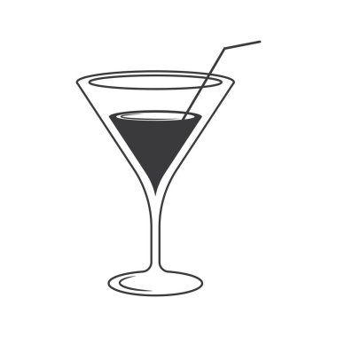 Kokteyl logosu, kokteyl sembolü veya simgesi, kokteyl illüstrasyonu