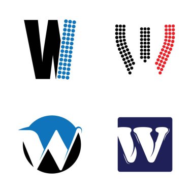 W Harfi Logo İş Şablonu Vektör simgesi