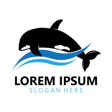 Orca Katili Balina Logosu Simgesi Vektör tasarımı