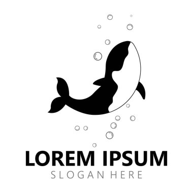 Orca Katili Balina Logosu Simgesi Vektör tasarımı