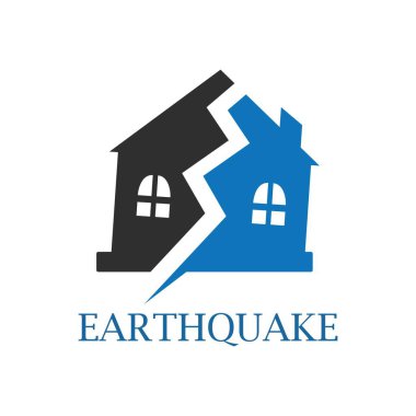 Deprem logo ikonu tasarım şablonunun vektör çizimi