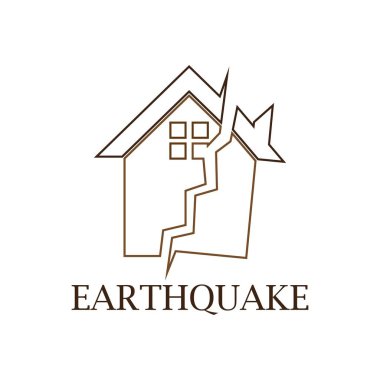 Deprem logo ikonu tasarım şablonunun vektör çizimi