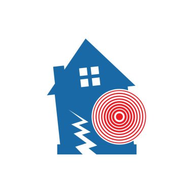 Deprem logo ikonu tasarım şablonunun vektör çizimi